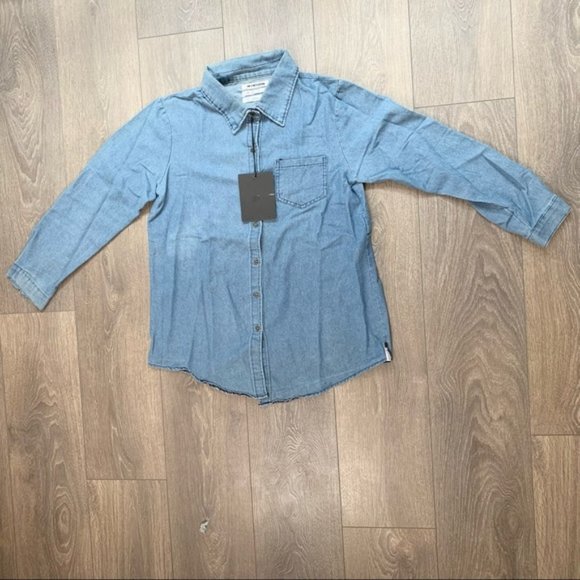 One Teaspoon Vintage Denim Button Down Shirt Chambray medium Blue wash Size XS - Picture 6 of 16